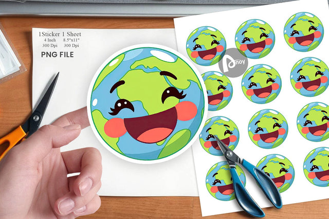 Smiling Earth Sticker Sublimation artnoy 