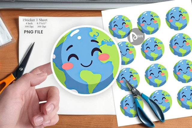 Smiling Earth Sticker Sublimation artnoy 