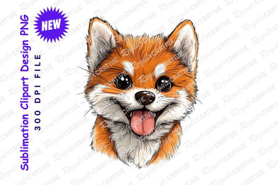 Smiling fox face clipart png illustration Sublimation Regulrcrative 