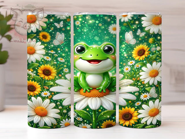 Smiling Frog Daisy 20oz Tumbler, Smiling Frog, Frog Daisy, Daisy Tumbler, 20oz Tumbler, Cute Frog, Floral Frog, Tumbler Wrap Sublimation Lara' s Designs 
