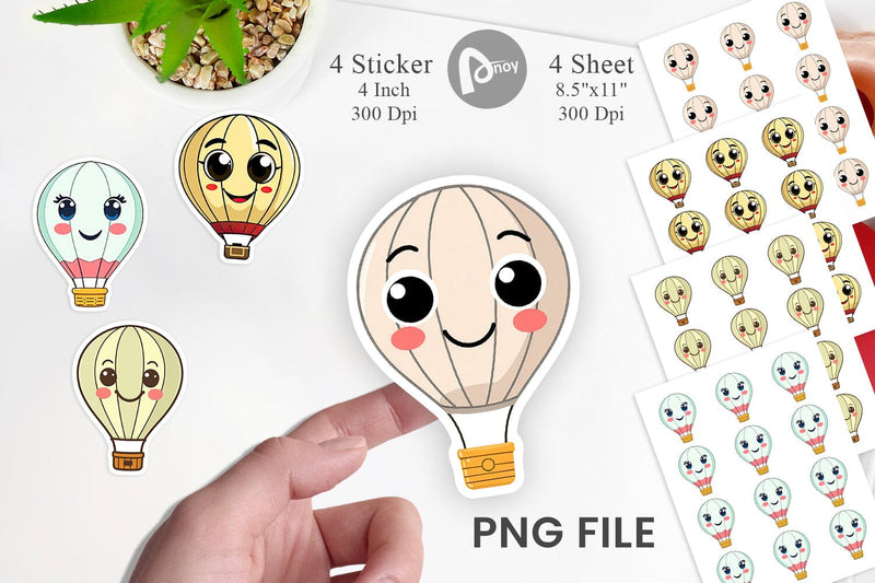 Smiling Hot Air Balloon Sticker Sublimation artnoy 