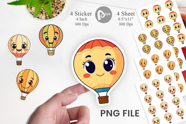 Smiling Hot Air Balloon Sticker Sublimation artnoy 