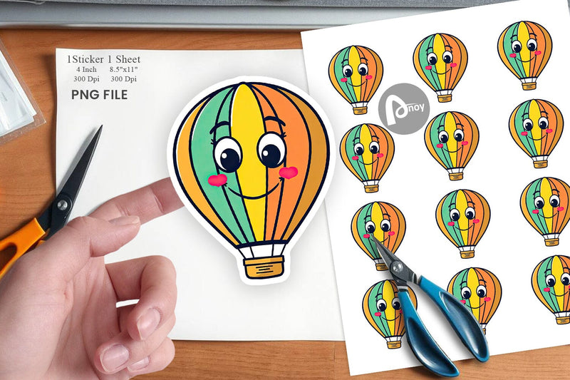 Smiling Hot Air Balloon Sticker Sublimation artnoy 