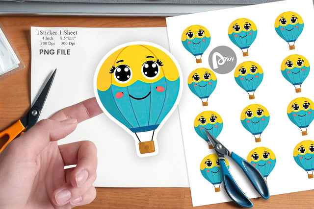 Smiling Hot Air Balloon Sticker Sublimation artnoy 