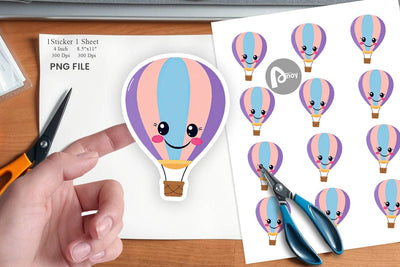 Smiling Hot Air Balloon Sticker Sublimation artnoy 