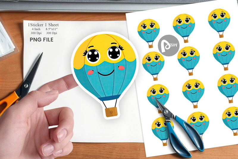 Smiling Hot Air Balloon Sticker Sublimation artnoy 