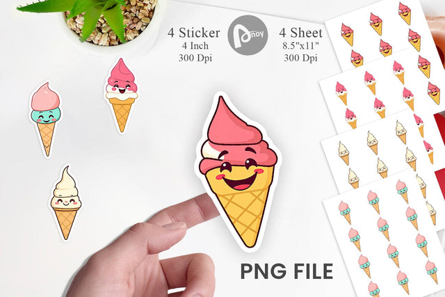 Smiling Ice Cream Sticker Sublimation artnoy 
