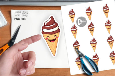 Smiling Ice Cream Sticker Sublimation artnoy 