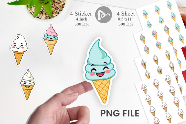 Smiling Ice Cream Sticker Sublimation artnoy 