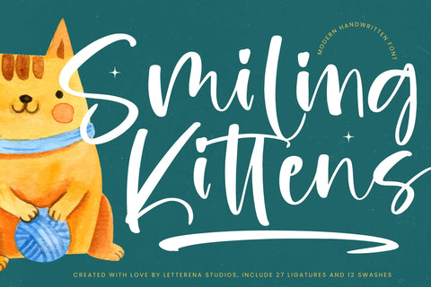 Smiling Kittens - Modern Handwritten Font Font Letterena Studios 