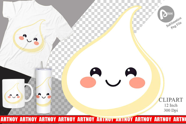 Smiling Milk Drop Clipart Sublimation artnoy 