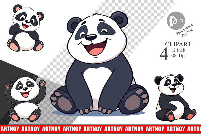 Smiling Panda Clipart Sublimation artnoy 