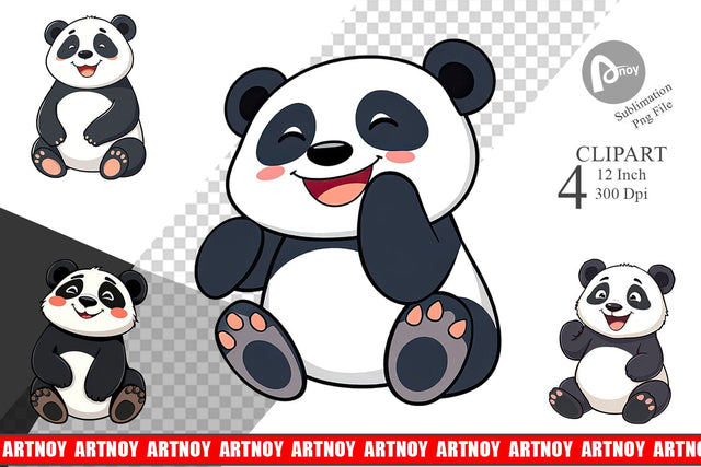 Smiling Panda Clipart Sublimation artnoy 