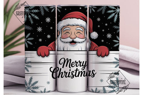 Smiling Santa 20oz Tumbler Wrap Sublimation sassyprint 