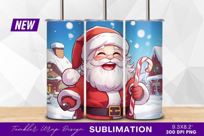 Smiling santa claus with candy cane illustration Sublimation Regulrcrative 