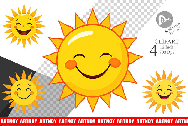 Smiling Sun Clipart Sublimation artnoy 