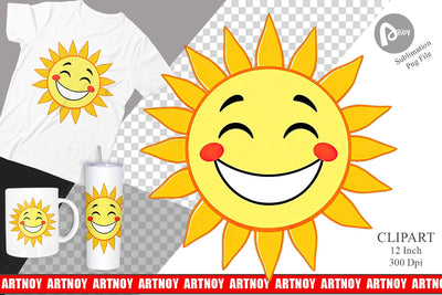 Smiling Sun Clipart Sublimation artnoy 