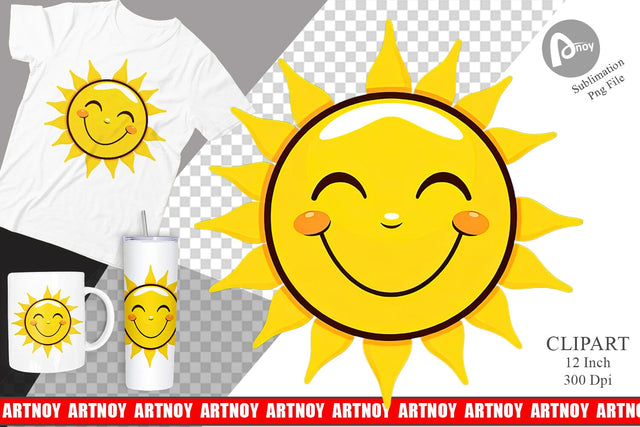 Smiling Sun Clipart Sublimation artnoy 