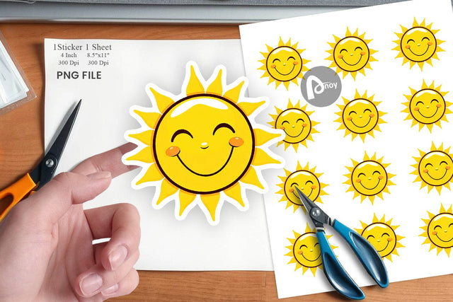 Smiling Sun Sticker Sublimation artnoy 