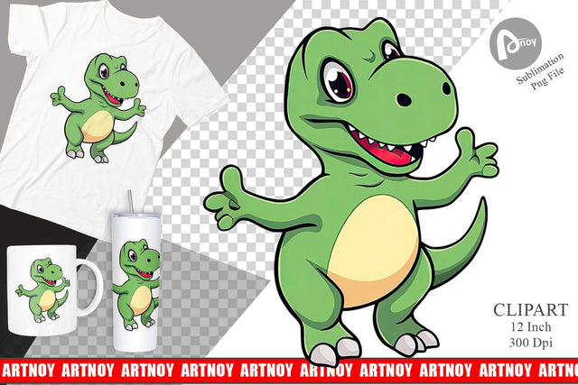 Smiling T-Rex Clipart Sublimation artnoy 