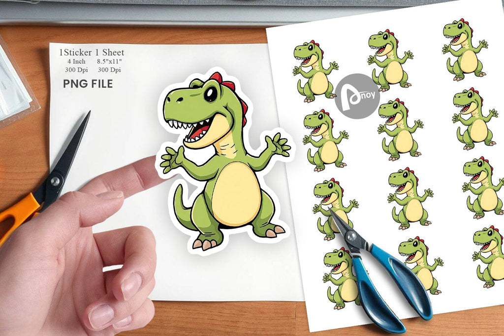 Smiling T-Rex Sticker - So Fontsy
