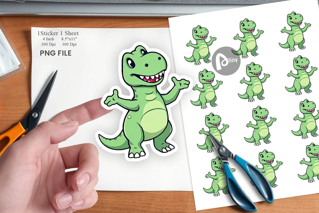 Smiling T-Rex Sticker - So Fontsy