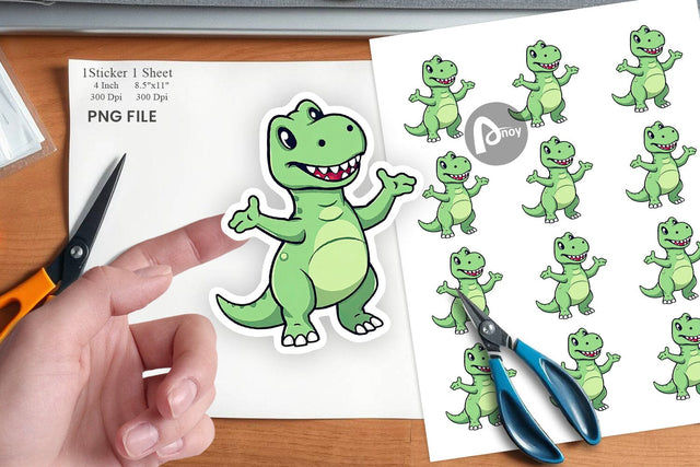 Smiling T-Rex Sticker Sublimation artnoy 