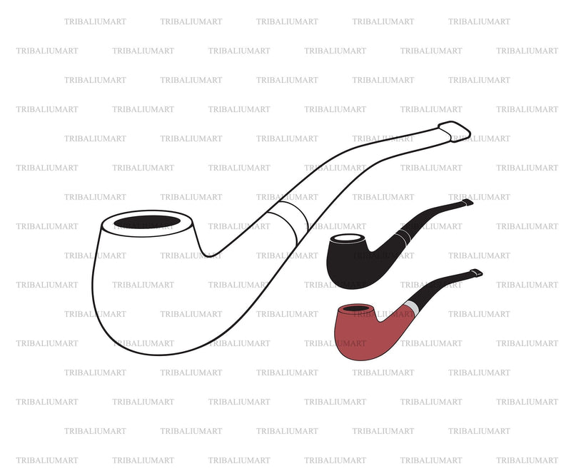 Smoke Pipe. Cut files for Cricut. Clip Art silhouette (eps, svg, pdf ...