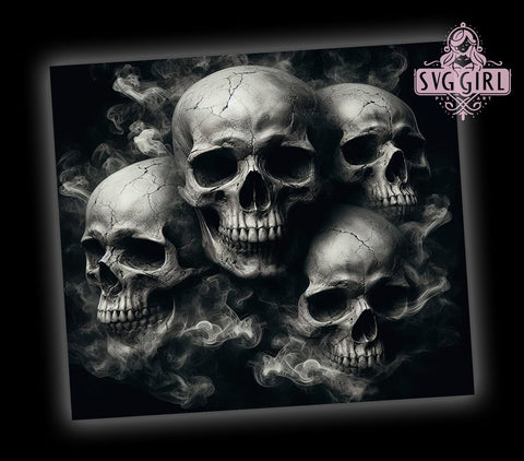 Smoke Skull Tumbler Wrap, Skull Design Tumbler, 20oz Sublimation Wrap, Digital Download Tumbler, Edgy Drinkware, Unique Skull Art, Gothic Tumbler Design, Halloween Tumbler Wrap Sublimation SvggirlplusArt 