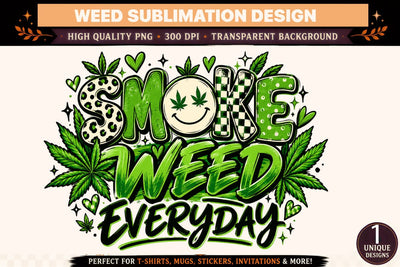 Smoke Weed Everyday PNG, Funny Cannabis Sublimation Design, Green Weed DTF Shirt PNG, Retro Stoner Graphic Digital Download Sublimation BlackCatsMedia 