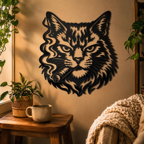 Smoking Cat Laser SVG | Funny Cat Wall Art DXF | Laser Cut Cat Face Design | Plasma CNC Cut File | Metal Cat Decor Svg | Instant Download SVG HappyDesignStudio 