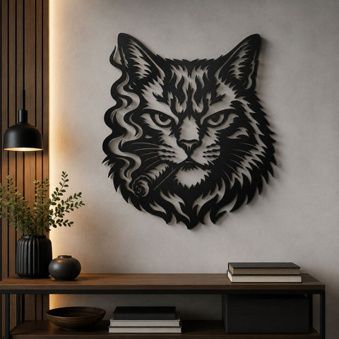 Smoking Cat Laser SVG | Funny Cat Wall Art DXF | Laser Cut Cat Face Design | Plasma CNC Cut File | Metal Cat Decor Svg | Instant Download SVG HappyDesignStudio 