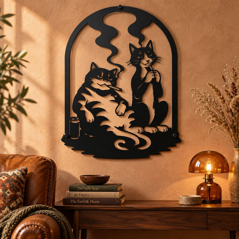 Smoking Cats Laser SVG | Funny Cat DXF | Cool Cats Metal Art | Retro Cat Wall Decor | CNC Plasma Cut File | Cat Lover Svg SVG HappyDesignStudio 