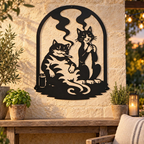 Smoking Cats Laser SVG | Funny Cat DXF | Cool Cats Metal Art | Retro Cat Wall Decor | CNC Plasma Cut File | Cat Lover Svg SVG HappyDesignStudio 