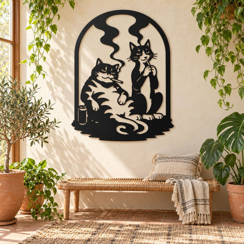 Smoking Cats Laser SVG | Funny Cat DXF | Cool Cats Metal Art | Retro Cat Wall Decor | CNC Plasma Cut File | Cat Lover Svg SVG HappyDesignStudio 