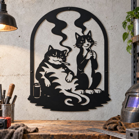 Smoking Cats Laser SVG | Funny Cat DXF | Cool Cats Metal Art | Retro Cat Wall Decor | CNC Plasma Cut File | Cat Lover Svg SVG HappyDesignStudio 