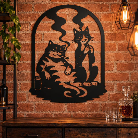 Smoking Cats Laser SVG | Funny Cat DXF | Cool Cats Metal Art | Retro Cat Wall Decor | CNC Plasma Cut File | Cat Lover Svg SVG HappyDesignStudio 