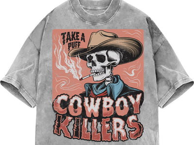 Smoking Skeleton Cowboy Killers Shirt, Funny Skull Graphic T-Shirt, Vintage Western Grunge Shirt SVG DesignDestine 