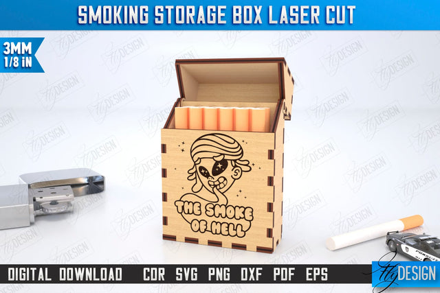 Smoking Storage Box Laser Cut | Cigarette Box | Tobacco Box | Smoke Accessory | CNC File SVG Fly Design 