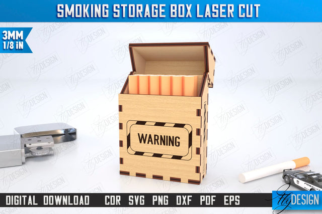 Smoking Storage Box Laser Cut | Cigarette Box | Tobacco Box | Smoke Accessory | CNC File SVG Fly Design 