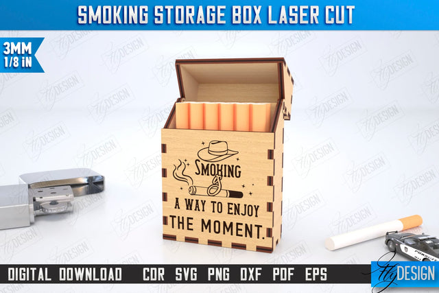 Smoking Storage Box Laser Cut | Cigarette Box | Tobacco Box | Smoke Accessory | CNC File SVG Fly Design 