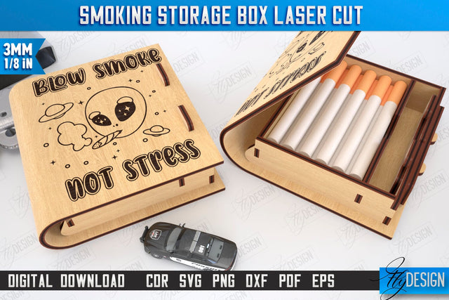 Smoking Storage Box Laser Cut | Cigarette Box | Tobacco Box | Smoke Accessory | CNC File SVG Fly Design 