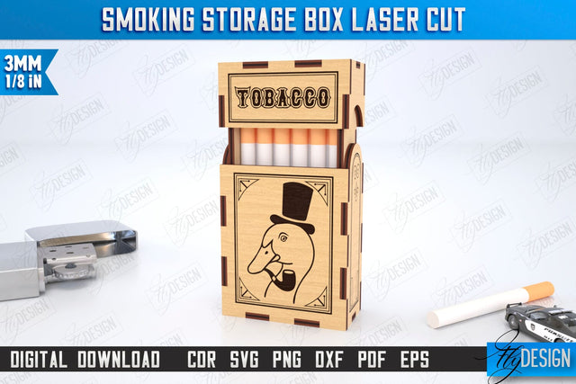 Smoking Storage Box Laser Cut | Cigarette Box | Tobacco Box | Smoke Accessory | CNC File SVG Fly Design 