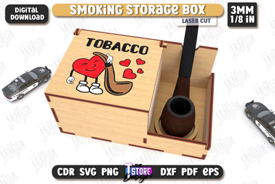 Smoking Storage Box Laser Cut | Cigarette Box | Tobacco Box | Smoke Accessory | CNC File SVG The T Store Design 
