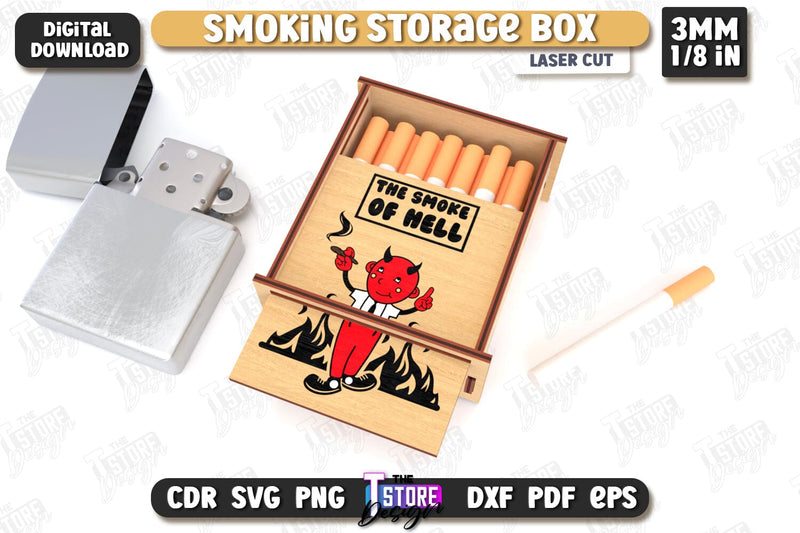 Smoking Storage Box Laser Cut | Cigarette Box | Tobacco Box | Smoke Accessory | CNC File SVG The T Store Design 