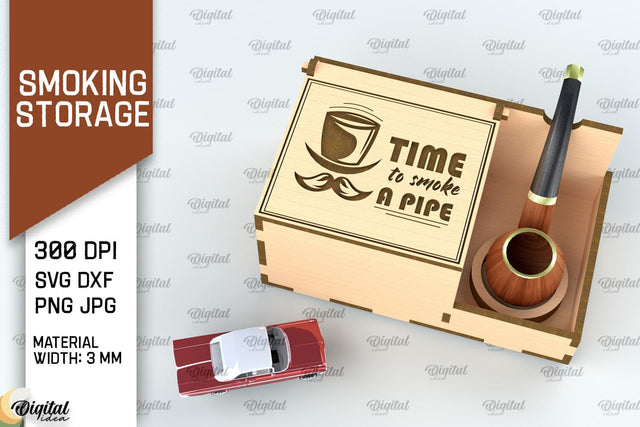 Smoking Storage Box Laser Cut. Cigarette Case SVG Design SVG Evgenyia Guschina 