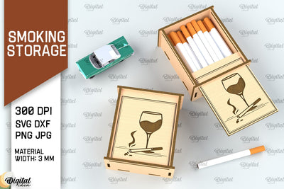 Smoking Storage Box Laser Cut. Cigarette Case SVG Design SVG Evgenyia Guschina 