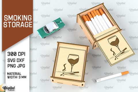 Smoking Storage Box Laser Cut. Cigarette Case SVG Design SVG Evgenyia Guschina 