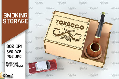 Smoking Storage Box Laser Cut. Cigarette Case SVG Design SVG Evgenyia Guschina 