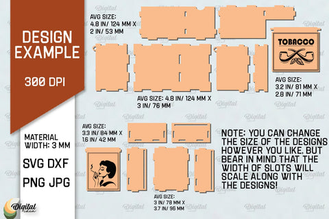 Smoking Storage Box Laser Cut. Cigarette Case SVG Design SVG Evgenyia Guschina 